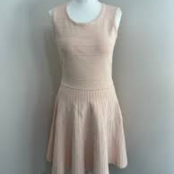Pink Tartan Dresses & Skirts - Pink Tartan Ballerina Knit Dress Pale Pink, Flared Skirt Fit Flare